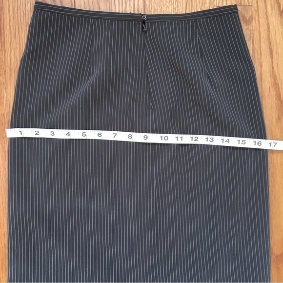 Vintage 90's jKE Brown Striped Ruffle Hem Straight Pencil Skirt - Picture 8 of 15